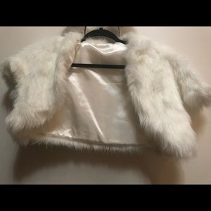 White fake fur Shaw, stole, bolero